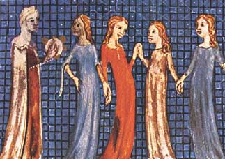 J&oacute;venes jud&iacute;as de Arag&oacute;n bailando, c. 1350-60