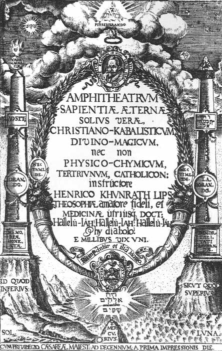 Frontispicio del "Anfiteatro de la Sabidur&iacute;a Eterna", 1609.