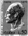 Le&oacute;n Battista Alberti. Filatelia italiana s. XIX.