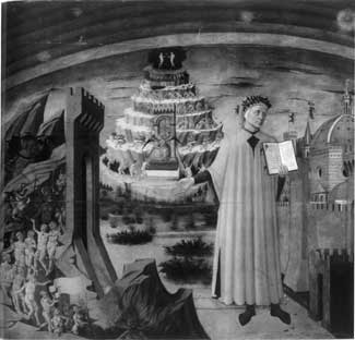 Infierno, Purgatorio y Jard&iacute;n del Para&iacute;so en la Divina Comedia.